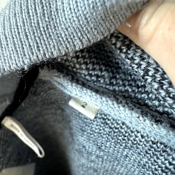 Sandro Preston Wool Cashmere Patterned intarsia Cardigan Sweater Bleus Blue - Picture 4 of 5